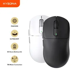 Kysona M600 PAW3395 Mouse da gioco wireless Bluetooth Esports 55g 26000 DPI 6 pulsanti ottico PAM3395 Mouse per computer per PC portatile 240314