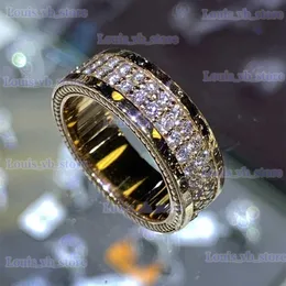 Band Rings Huitan Gorgeous Gold Color Women Finger Rings Newly Wedding Engagement Trends Eternity Rings Cubic Zirconia Fashion Jewelry 2021 T240330