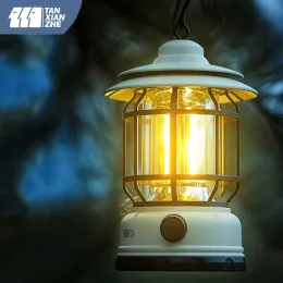 도구 Tanxianzhe Outdoor Camping Lamp Typec 빠른 충전 조명 조명 조명 텐트 램프 레트로 휴대용 캠핑 랜턴