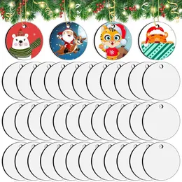 Party Decoration 35 Pieces Sublimation Ornament Blanks Round Blank Ornaments for Christmas Tree DIY Handmade