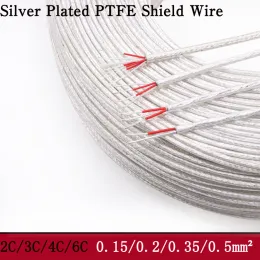 0,15 ~ 0,5 mm hög renhet Silverpläterad OFC PTFE Skärmad tråd 2 3 4 6 Kärnor HIFI Audio DIY Förstärkarhögtalar Hörlurlinjekabel