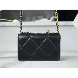 Bolsa feminina bolsa de ombro material de pele de carneiro padrão de malha metal tecido cor corrente linda mini bolsa para celular 10A bolsas de couro genuíno