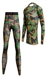 Men039s camisetas 2022 homens camuflagem conjuntos de compressão t camisa lycra camada base correndo fitness tshirt corredores topos leggings pl3279141