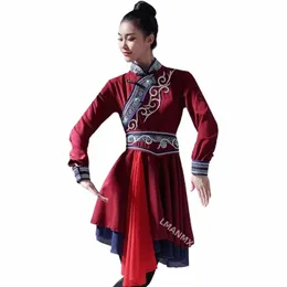 Mgolian Dance Costume Traditial Costume femminile Natial Dance Abiti da pratica tibetani Mgolian Ancient Yangko Dance h31u #