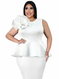 Białe bluzki peplum dla kobiet plus rozmiar 3xl 4xl zbiornikowe rękawie fR FR ZAPISKI WYSOKICH TALIZA