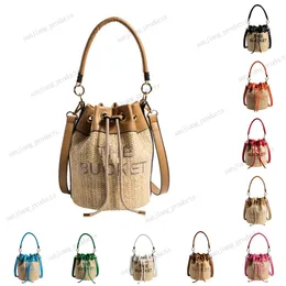 Lady Luxury the Straw Buck Bag Bayan Erkekler Tasarımcı Tote Klasik Drawstring Omuz Moda Cüzdan Kovaları Üst Sap Çanta Marka Çanta Çantası Crossbody Unisex Torbalar