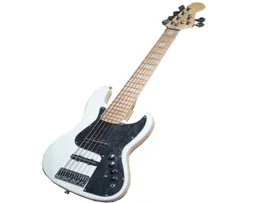 6 Strings Maple Towollboard White Body Electric Jazz Bass Gitara z czarnym pickguardchrome Sprzęt White Pearl InLayoffer Cust2150156