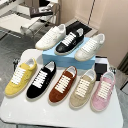 Nuove sneakers di lusso con logo a triangolo per Downtown Scarpe in nylon pesante in pelle nappa bianca Sneakers basse Piattaforma in tessuto tecnico Camminata in gomma leggera taglie 35-45