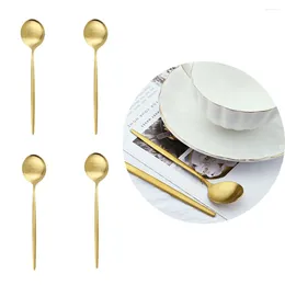 Zestawy sztućców 4PCS Gold Matte Tea Spoon Cutlery ze stali nierdzewie