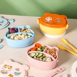 Посуда MeyJig Cartoon Bento Box без BPA для детей, двухслойный герметичный контейнер для обеда 760 мл