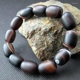 Strand JoursNeige Natürliches Sardonyx-Kristall-Armband, Ellipse, mattiert, Herren-Schmuckzubehör, mehrfarbige Glücks-Amulett-Armbänder