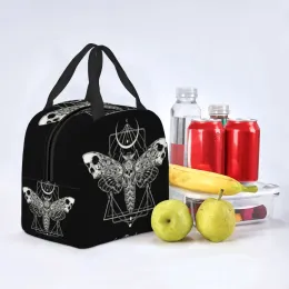Surreal Death Moth Insulated Lunch Bag for Work School Gothic Goth Anti Waterproof Cooler Thermal Lunch Box Women Kids