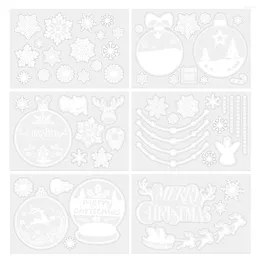 Vetrofanie 6 fogli Natale Clings Fiocco di neve Campana Merry Words For