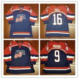 24S Team USA#16 Brett Hull 9 Mike Modano Hockey Jersey Embroidery Stitched any number and name Jerseys