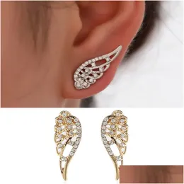 Stud Isang Fashion Earrings Womens Rhinestone Luxury Diamond Angle Wings Earring Jewelry Wedding Party Gifts IE052801 Drop Delivery DHWVP