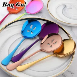 Flatware Sets 1PC Household Public Buffet Serving Spoon Stainless Steel Soup Colander For Ice Cream Dinner Spoons Salad Kitchen Tableware