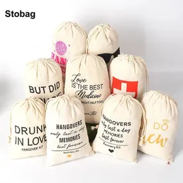 StoBag 50pcs atacado sacos de cordão de ressaca pacote de algodão bolso embalagem de presente pequenas bolsas de armazenamento festa de aniversário de casamento 240322