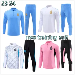 2023 2024 Nya 3 stjärnor Argentina Men Kids Tracksuit Jacket Soccer Training Suit World Football Cup Maradona Di Maria Men Kit Tracksuit Set Long Zip Survetement