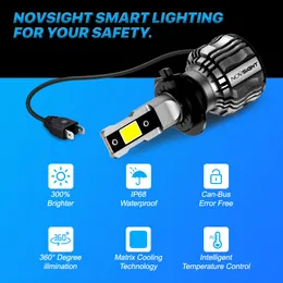 NovSight H7 LED CANBUS FARLI BULUŞLAR H4 H11 H8 H9 9005 HB3 9006 HB4 H1 9012 Araba Lambası 72W 15000lm Parlak 6500K Beyaz LED Işıklar