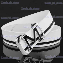 Bälten M Letter Ladies Belts Luxury Brand Belt Transparent Black Belt For Man Slät spänne Högkvalitativ Mens äkta läderbälte T240330