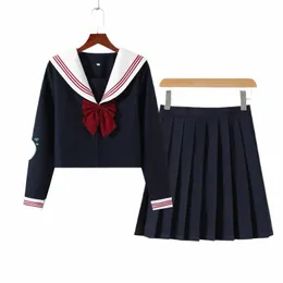 Basic Navy Matrosenanzug Japanische Schuluniform Schulmädchen Seifuku Student Anime Cosplay Kostüm Frauen Sexy JK Faltenrock 383w#