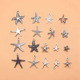 Charms 18 pz/lotto Collezione di Stelle Marine Color Argento Antico per Gioielli che fanno Accessori per Auto