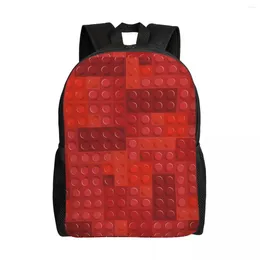 Mochila brinquedo tijolos padrão vermelho espectro de fogo laptop homens mulheres casual bookbag para escola faculdade estudante sacos