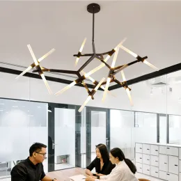 Moderne Branch -LED -Decke Kronleuchter Glas Schwarz für Halle Esszimmer Schlafzimmer Haftleuchte Hausdekoration Luster Leuchte Leuchte