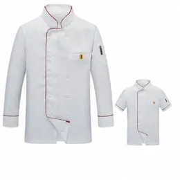 Белая мужская кухонная униформа шеф-повара ресторана, рубашка для пекарни, дышащая двубортная белая куртка шеф-повара для женщин, апрель 2022 г. B7UR#
