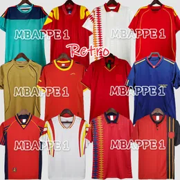 Ostateczny 1998 Hiszpania Retro Jersey 1988 91 92 94 96 Raul Xavi Hierro Luis Endrique Alonso Caminero Iniesta Puyol Pique David Villa Torres 2008 2002 Guerrero Guardiola