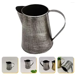 Vaser metallkannor vas dekorativ shabby pitcher blomma hållare med handtag för bondgård rustik stil blomkruka