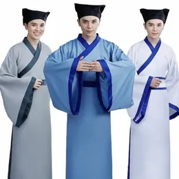 roupas masculinas eruditas antigo filme Hanfu chinês tradicional roupas de desempenho de palco F1YA #