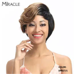 Parrucche Miracolo parrucca sintetica corta ondulata Parrucche Bob Ombre per donne nere Parrucca sintetica rossa blu per capelli resistente al calore Spedizione gratuita