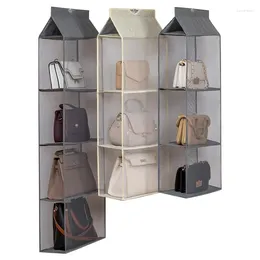 Storage Bags Handbag Hanging Organizer Purse Bag With Hook Clear Closet Satchel Holder 2 3 4 Pockets Wardrobe Space Saving