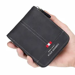 new Men's Wallet Short, Large Capacity, Fiable Retro, Three Fold Bag, Persalized Zipper, Multi Card Positi Chain, Small K1yt#