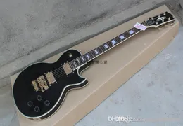 Chitarra elettrica nera personalizzata LP con chitarra Floyd Rose Tremolo Custom Shop tastiera in acero9191791
