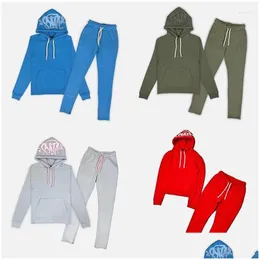 Erkek Trailtsuits Plover Synaworld Erkekler 2 Parça Set Sweatshirt Kadın Sokak Giyim Hip Hop Mektupları Büyük Boy Hoodie Track Pantolon Damla dhwql