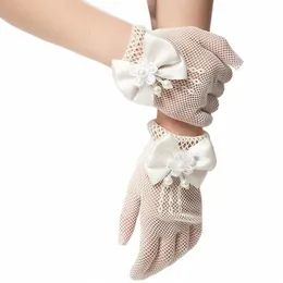 Sweet Fr Girl Short Gloves Mesh Bow Lace Pearl Gloves Children Fi Elegant Gloves Mittens Wedding Party Decorati D2ft#