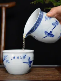 TeAware Setleri Jingdezhen Mavi ve Beyaz Porselen Fuar Kupası Erkek Çay Bölücü Deniz Büyük Eşit Seramik Ev Aksesuarları