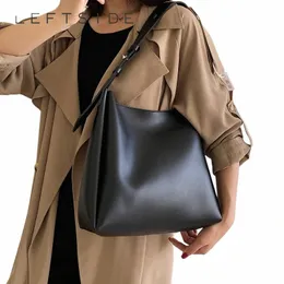 حقيبة حمل من الجلد اليسرى Fi للنساء 2023 تميل الإناث البسيطة كبيرة عالية السعة الكتف حقيبة يد ومحافظ e8df#