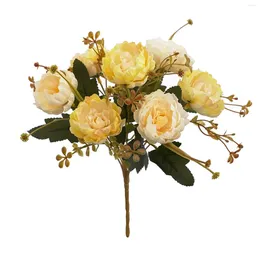 Fiori decorativi Arco Ghirlanda Pagina di libro Decorazione di seta Piante domestiche Bouquet Peonia artificiale Teste finte Fiore 7