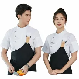 cozinhar curto logotipo cozinha para abril verão casaco jaqueta cabeça chef homens restaurante manga branca uniforme roupas hotel e4ea #