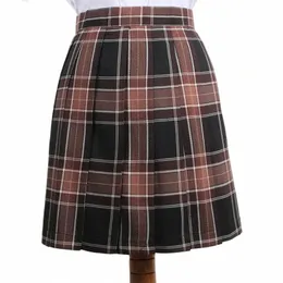 Japanese School Dres Red Black Plaid Pleated kjol Högkvalitativ JK Uniform kjol Studenter Cosplay Anime Sailor Suit kjolar K6GL#