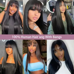 Kurze Bob -Perücke mit Pony Brazilian Straight Human Hair Perücken billige Fransenperücke Vollmaschine MADE MACHTE WIGE FÜR Women Remy Hair Perücken Verkauf