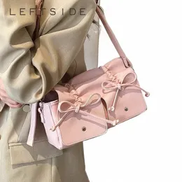 leftside Bow Sweet Small Crossbody Bags for Women 2024 New Trend Fi PU Leather Shoulder Bag Female Y2K Sier Handbags I3bj#
