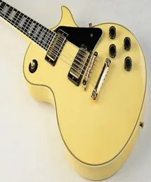 Agedrelic guitarra elétrica personalizada ébano vintage branco Randy Rhoads hardwares de latão 6128028
