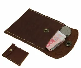 handmade Genuine Leather coin purse Wallet Pouch holder small men wallet women mey bag credit card 83wD#