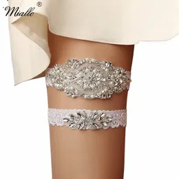 Miallo Bride Sexy Lace Fr Rhinestes Pearls Wedding Garter Belt Bridal Thigh Leg Garter Ring for Women H7rd＃