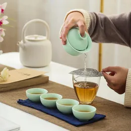 Zestawy herbaciarskie Zestaw Chin Chinese Tea Cup Vintage Ceramic Travel Teapot Infuser Creakonia porcelanowa juego de te 50