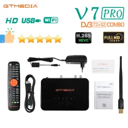 GTMedia V7 Pro Satelliten-TV-Empfänger DVB-S/S2/S2X+T/T2 HEVC Main 10 Profile CA-Kartenunterstützung H.265 eingebaute WiFi-Biss Auto Roll